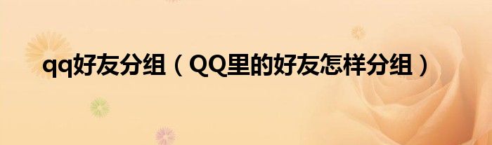 qq好友分组（QQ里的好友怎样分组）