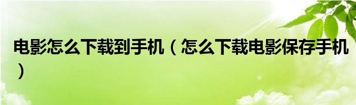 电影怎么下载到手机（怎么下载电影保存手机）