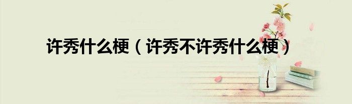 许秀什么梗（许秀不许秀什么梗）