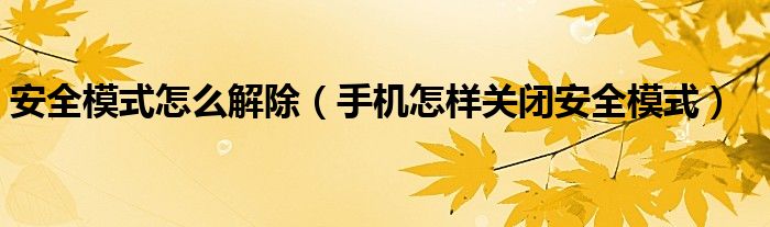 安全模式怎么解除（手机怎样关闭安全模式）