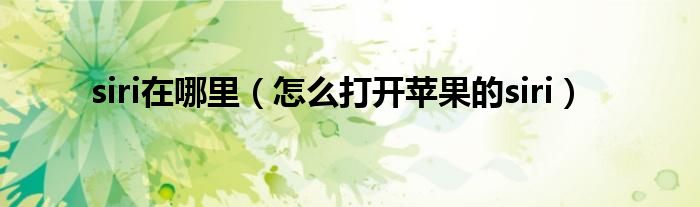 siri在哪里（怎么打开苹果的siri）