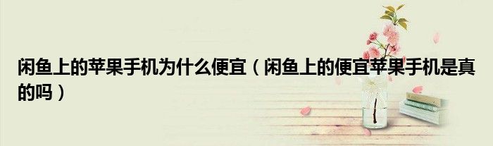 闲鱼上的苹果手机为什么便宜（闲鱼上的便宜苹果手机是真的吗）
