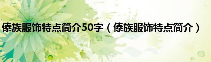 傣族服饰特点简介50字（傣族服饰特点简介）