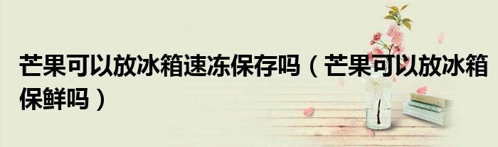 芒果可以放冰箱速冻保存吗（芒果可以放冰箱保鲜吗）