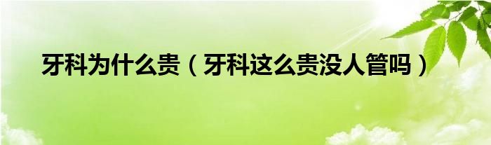牙科为什么贵（牙科这么贵没人管吗）