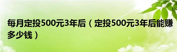每月定投500元3年后（定投500元3年后能赚多少钱）