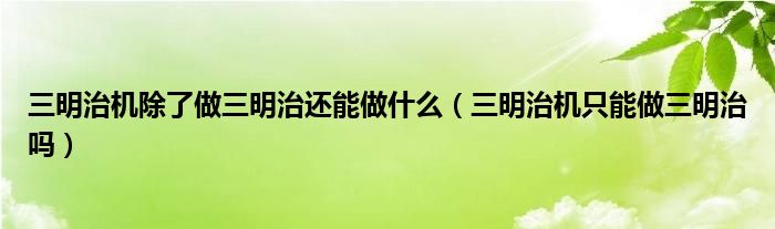 三明治机除了做三明治还能做什么（三明治机只能做三明治吗）