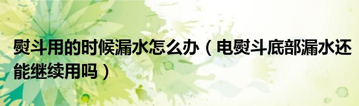 熨斗用的时候漏水怎么办（电熨斗底部漏水还能继续用吗）