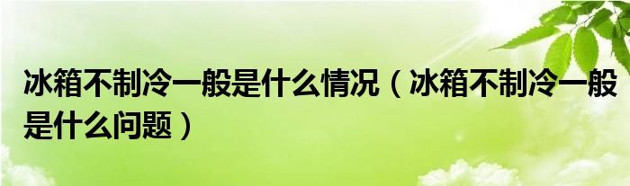 冰箱不制冷一般是什么情况（冰箱不制冷一般是什么问题）