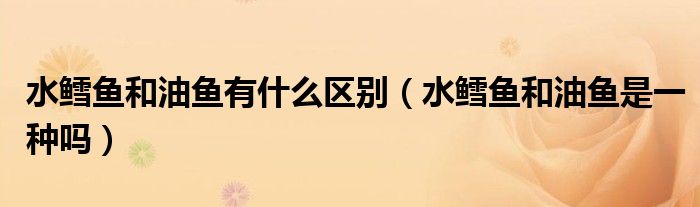 水鳕鱼和油鱼有什么区别（水鳕鱼和油鱼是一种吗）
