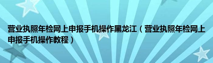 营业执照年检网上申报手机操作黑龙江（营业执照年检网上申报手机操作教程）
