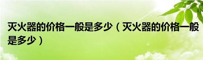 灭火器的价格一般是多少（灭火器的价格一般是多少）
