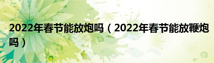 2022年春节能放炮吗（2022年春节能放鞭炮吗）