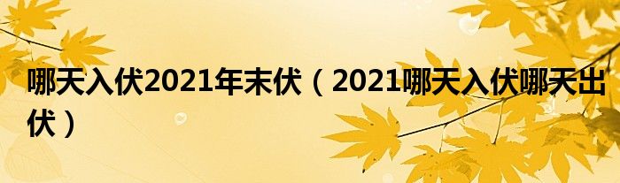 哪天入伏2021年末伏（2021哪天入伏哪天出伏）