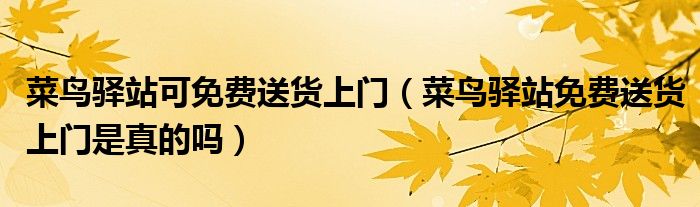 菜鸟驿站可免费送货上门（菜鸟驿站免费送货上门是真的吗）