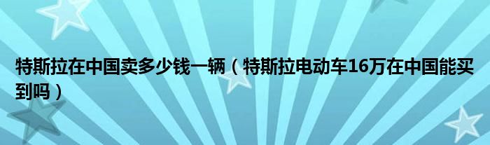 特斯拉在中国卖多少钱一辆（特斯拉电动车16万在中国能买到吗）