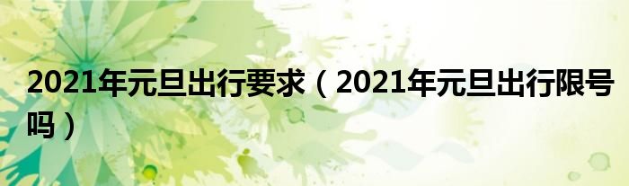 2021年元旦出行要求（2021年元旦出行限号吗）