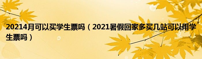 20214月可以买学生票吗（2021暑假回家多买几站可以用学生票吗）