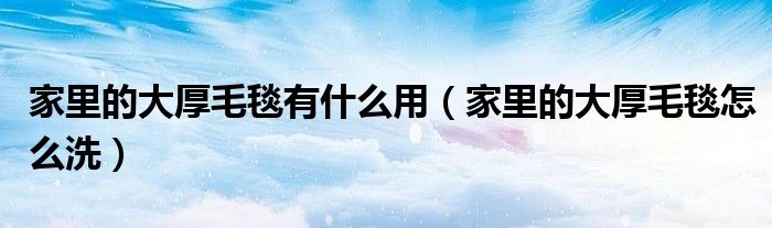 家里的大厚毛毯有什么用（家里的大厚毛毯怎么洗）