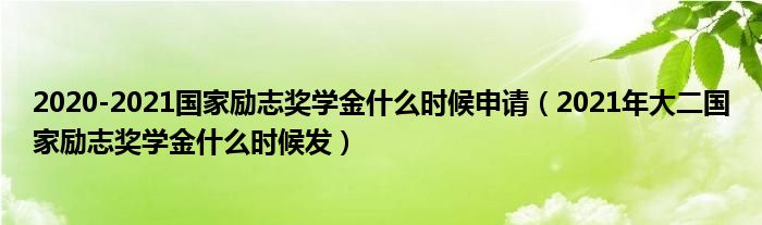 2020-2021国家励志奖学金什么时候申请（2021年大二国家励志奖学金什么时候发）