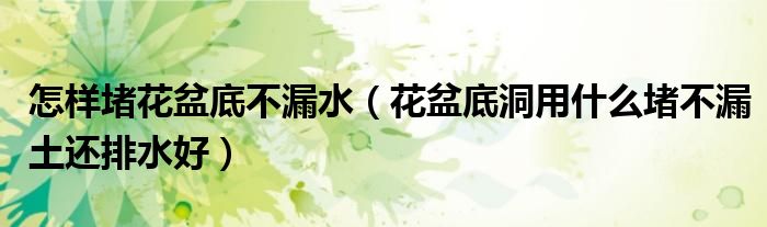 怎样堵花盆底不漏水（花盆底洞用什么堵不漏土还排水好）