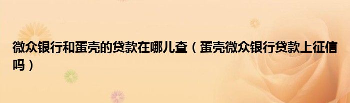 微众银行和蛋壳的贷款在哪儿查（蛋壳微众银行贷款上征信吗）
