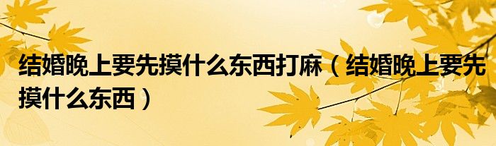 结婚晚上要先摸什么东西打麻（结婚晚上要先摸什么东西）