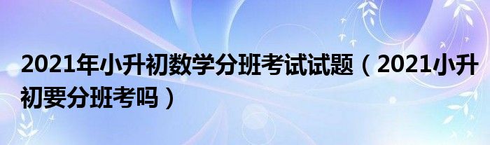 2021年小升初数学分班考试试题（2021小升初要分班考吗）
