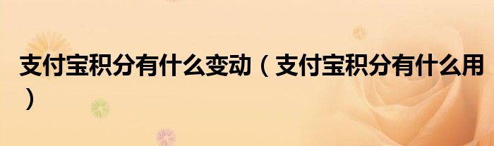支付宝积分有什么变动（支付宝积分有什么用）