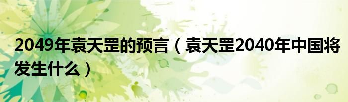 2049年袁天罡的预言（袁天罡2040年中国将发生什么）