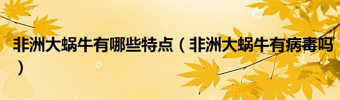 非洲大蜗牛有哪些特点（非洲大蜗牛有病毒吗）