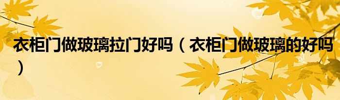 衣柜门做玻璃拉门好吗（衣柜门做玻璃的好吗）