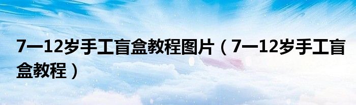 7一12岁手工盲盒教程图片（7一12岁手工盲盒教程）