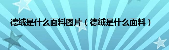 德绒是什么面料图片（德绒是什么面料）