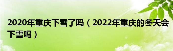 2020年重庆下雪了吗（2022年重庆的冬天会下雪吗）
