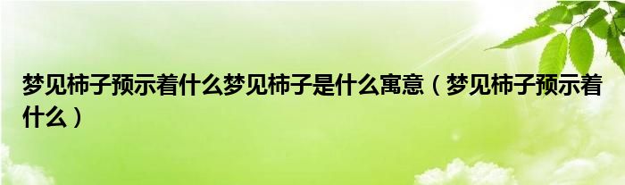 梦见柿子预示着什么梦见柿子是什么寓意（梦见柿子预示着什么）