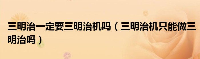 三明治一定要三明治机吗（三明治机只能做三明治吗）
