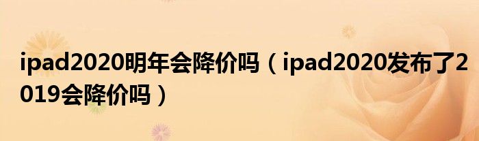 ipad2020明年会降价吗（ipad2020发布了2019会降价吗）
