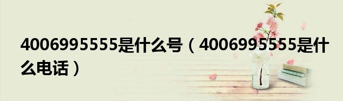 4006995555是什么号（4006995555是什么电话）