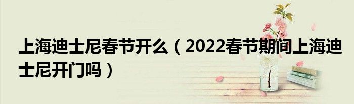上海迪士尼春节开么（2022春节期间上海迪士尼开门吗）