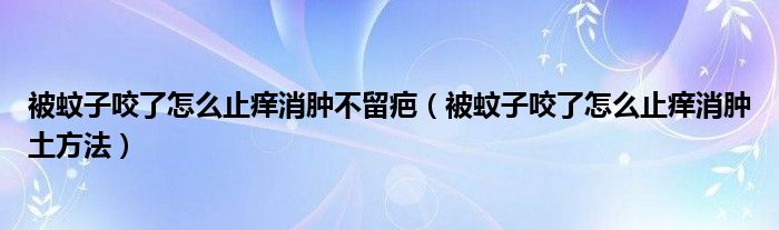 被蚊子咬了怎么止痒消肿不留疤（被蚊子咬了怎么止痒消肿土方法）