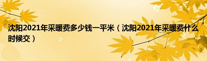 沈阳2021年采暖费多少钱一平米（沈阳2021年采暖费什么时候交）