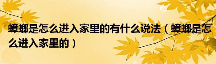 蟑螂是怎么进入家里的有什么说法（蟑螂是怎么进入家里的）