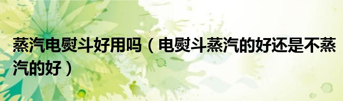 蒸汽电熨斗好用吗（电熨斗蒸汽的好还是不蒸汽的好）