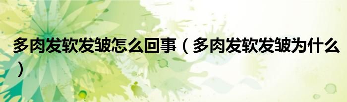 多肉发软发皱怎么回事（多肉发软发皱为什么）