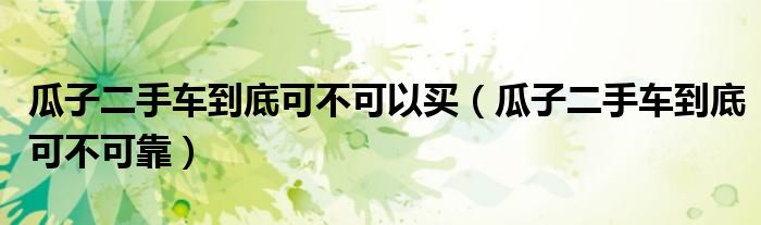 瓜子二手车到底可不可以买（瓜子二手车到底可不可靠）