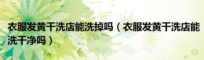衣服发黄干洗店能洗掉吗（衣服发黄干洗店能洗干净吗）