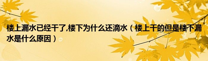 楼上漏水已经干了,楼下为什么还滴水（楼上干的但是楼下漏水是什么原因）