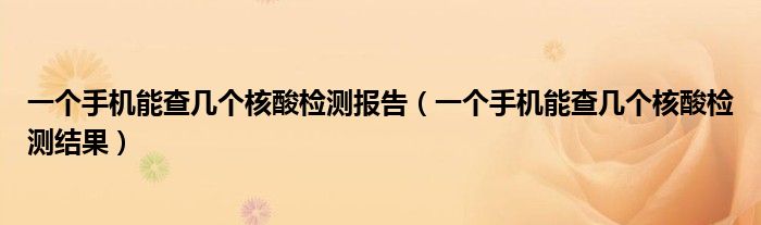 一个手机能查几个核酸检测报告（一个手机能查几个核酸检测结果）