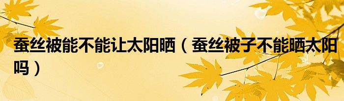 蚕丝被能不能让太阳晒（蚕丝被子不能晒太阳吗）
